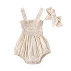Lioraitiin 0-18M Infant Baby Girl 2Pcs Sleeveless Solid Bodysuit