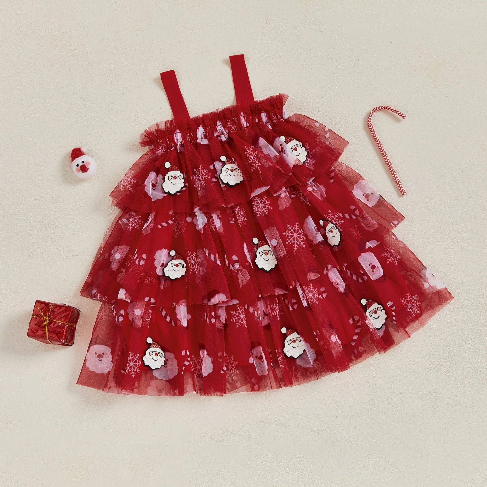 Lioraitiin Toddler Baby Girl Christmas Dress Santa Claus Print