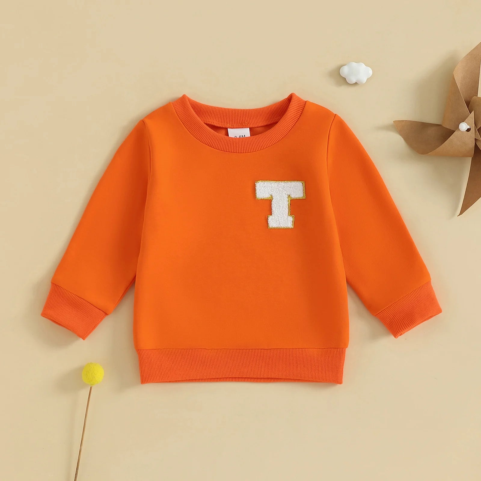 Toddler Baby Girl Boys Sweatshirt Letter Embroidery Round Neck Long