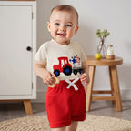 Lioraitiin Toddler Baby Boy 4th of July Outfit Star Truck Embroidery