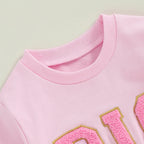 Lioraitiin 1-6Y Kids Girls Skirt Set, Long Sleeve Embroidery Letter