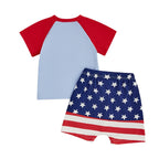 Lioraitiin Baby Boys Patriotic Outfits Tractor Embroidery Short