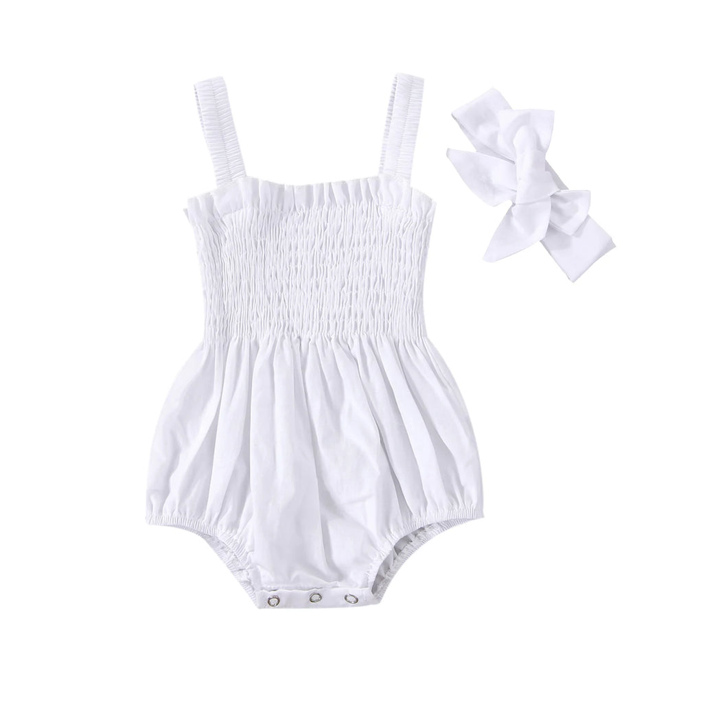 Lioraitiin 0-18M Infant Baby Girl 2Pcs Sleeveless Solid Bodysuit