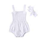 Lioraitiin 0-18M Infant Baby Girl 2Pcs Sleeveless Solid Bodysuit
