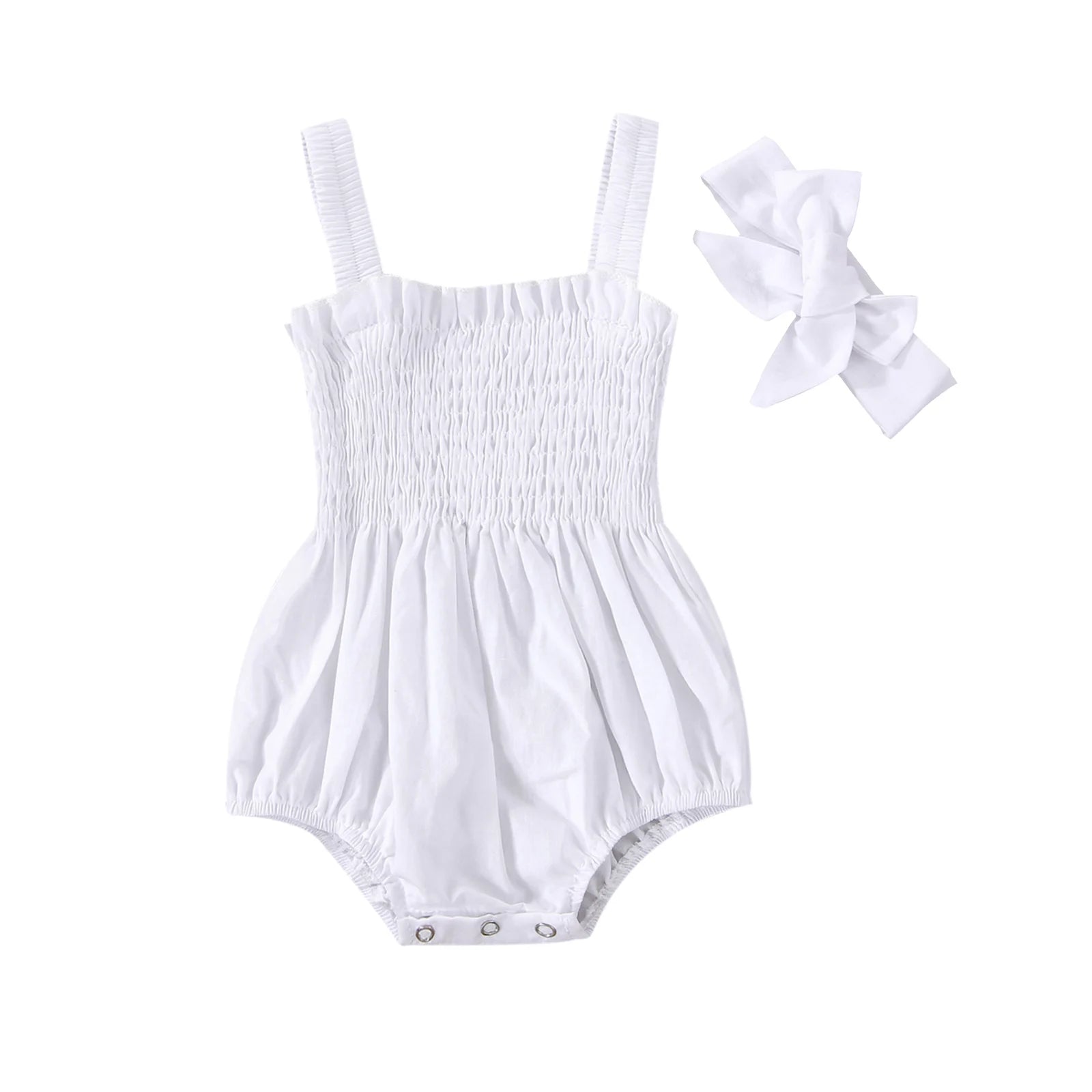 Lioraitiin 0-18M Infant Baby Girl 2Pcs Sleeveless Solid Bodysuit