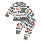 Lioraitiin Baby Boy 2Pcs Farm Outfits Long Sleeve Tractor Print