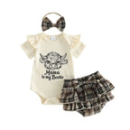 Lioraitiin Infant Girl Baby Outfit Crew Neck Ruffle Short Sleeve Bull