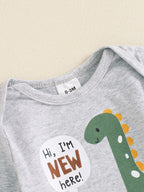 Lioraitiin Baby Boys Outfit, Long Sleeve Crew Neck Dinosaur Print