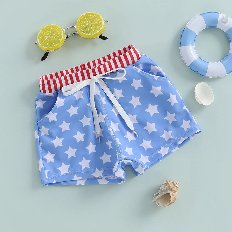 Lioraitiin Toddler Baby Boys Beach Shorts Kids Independence Day