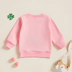 Toddler Baby Girl Irish Sweatshirt Bow Clover Embroidery Long Sleeve