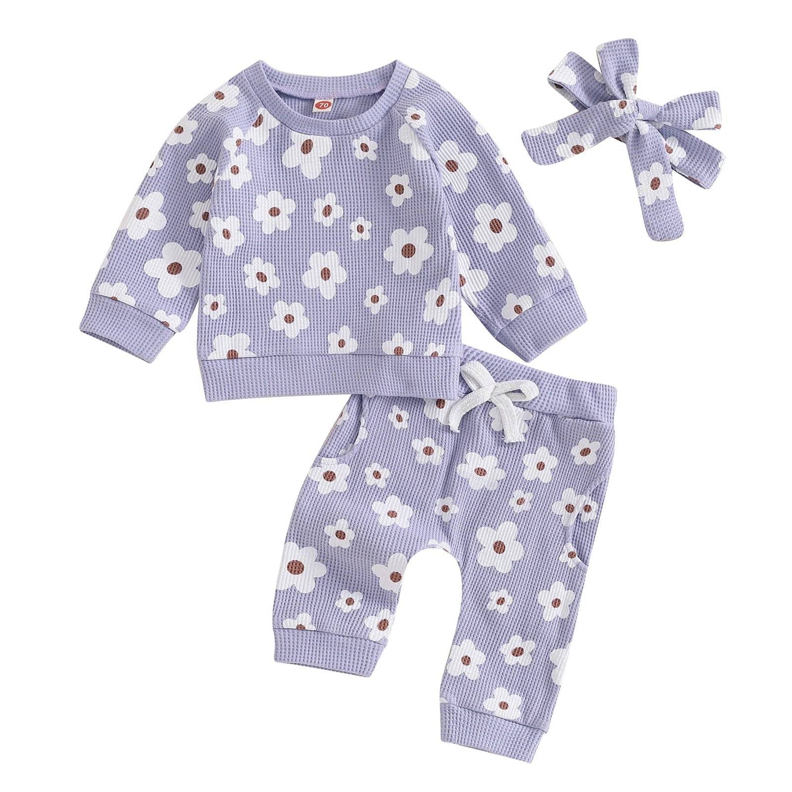 Lioraitiin Infant Baby Girl 2Pcs Set Flower Print Long Sleeve