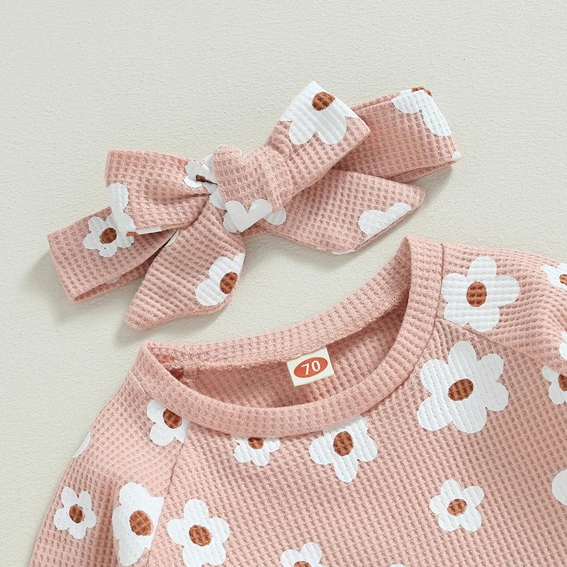 Lioraitiin Infant Baby Girl 2Pcs Set Flower Print Long Sleeve