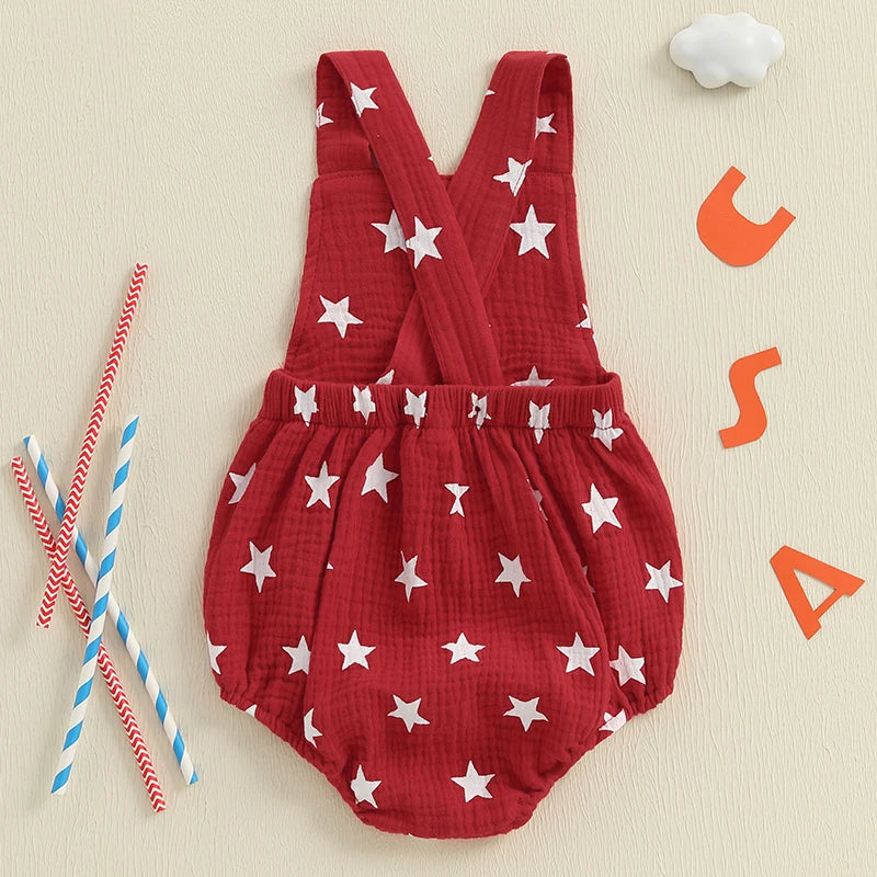 Lioraitiin Baby Girls Boys Romper Sleeveless Stars Print Bodysuit