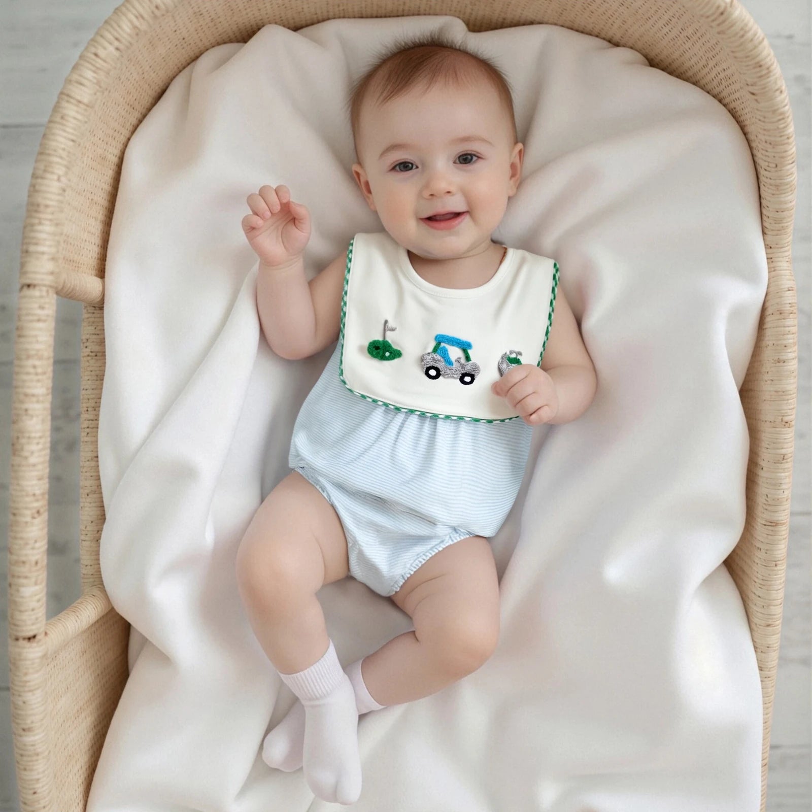 Lioraitiin Baby Boy Romper Sleeveless Crew Neck Striped Bodysuit for