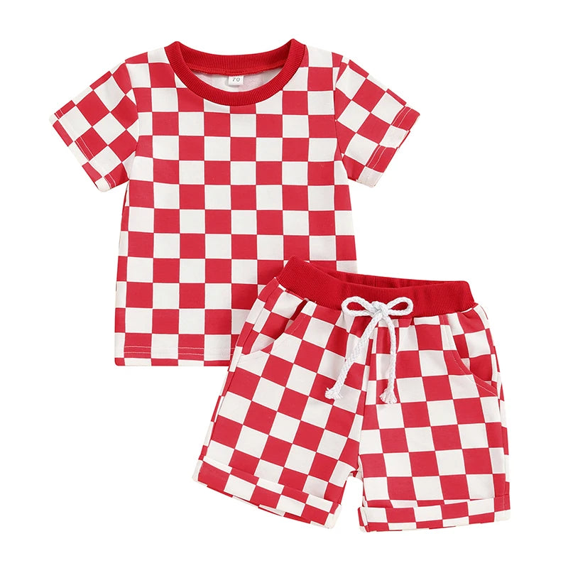 Lioraitiin 0-3Y Toddler Baby Girl Short Outfit Checkered Plaid Short