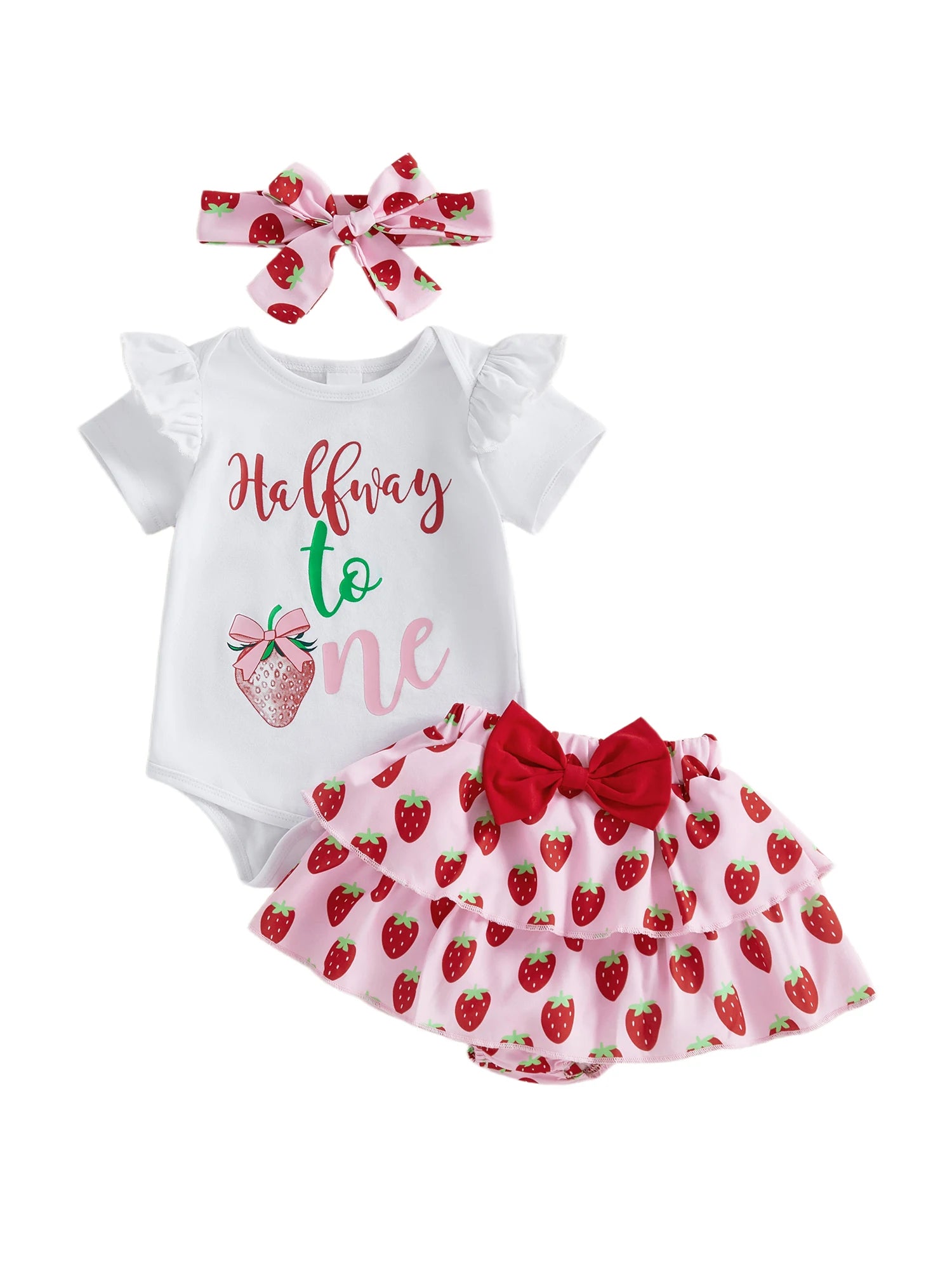 Lioraitiin Baby Girls Shorts Set Short Sleeve Letters Print Romper