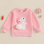 Lioraitiin Toddler Girls Boys Sweatshirts Easter Rabbit Embroidered