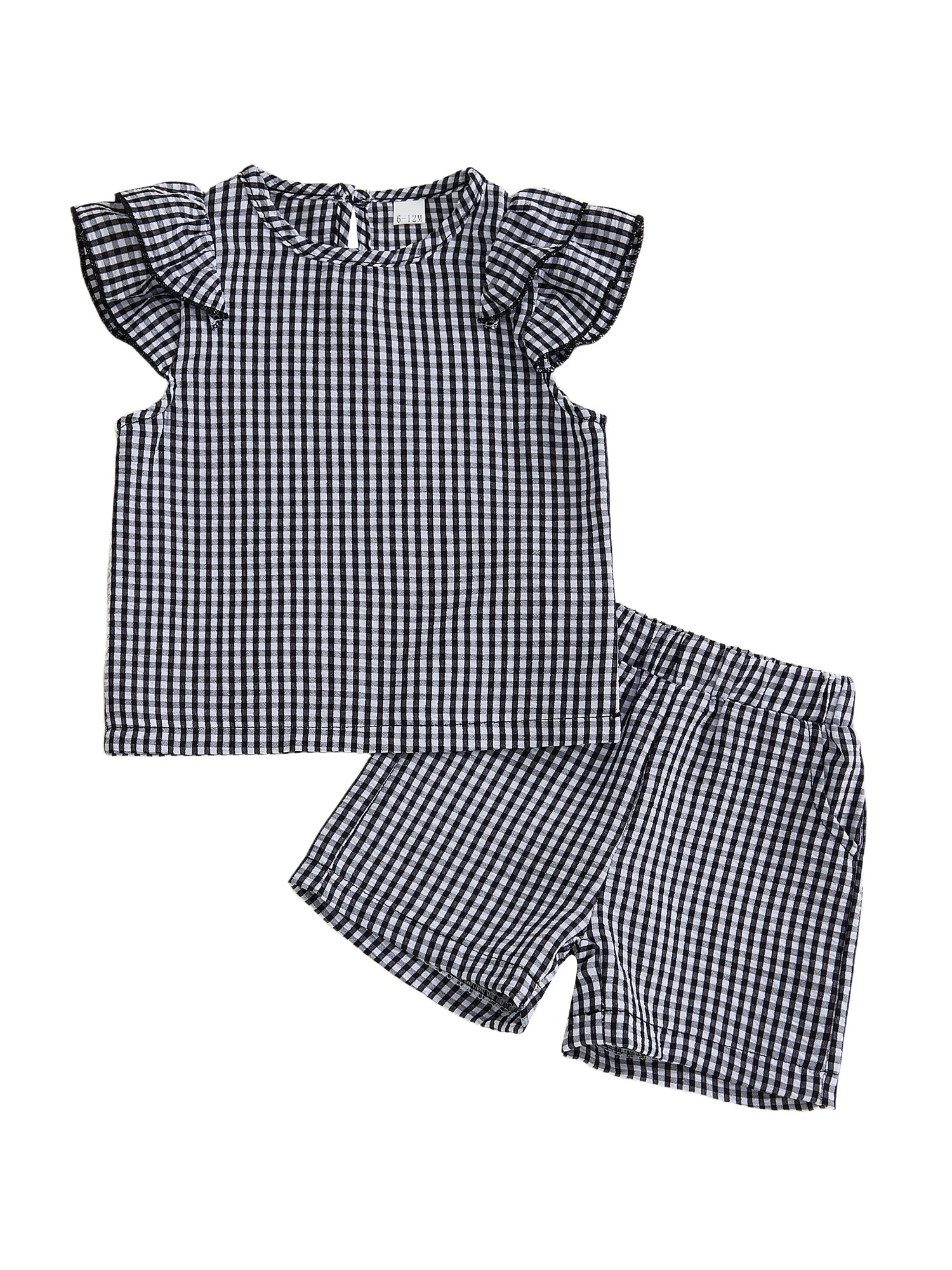 Lioraitiin Toddler Baby Girls Plaid Outfit Fashionable Cute Flying