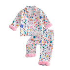 Toddler Girls Birthday Pajamas Set Long Sleeve Cartoon Print Fur