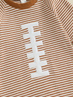 Lioraitiin Baby Boy Sweatshirt Romper Rugby Stripe Print Long Sleeve