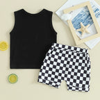 Lioraitiin Toddler Boys Outfits Letter Car Print Sleeveless Tank Tops