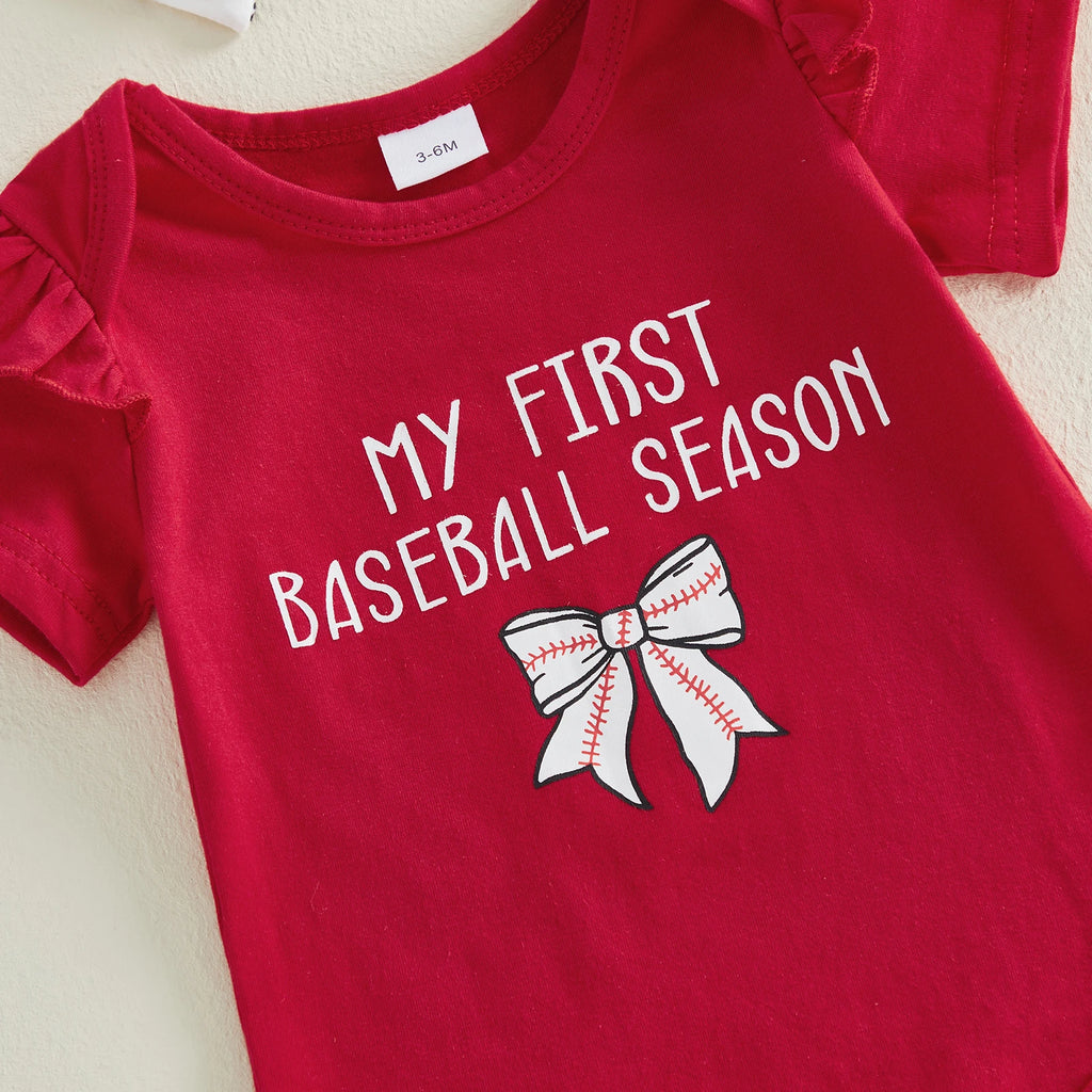 Lioraitiin Baby Girl Outfits Letter Bow Print O-Neck Short Sleeve