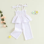 Lioraitiin Toddler Girl Outfits Plaid/Dot Print Spaghetti Strap Tank