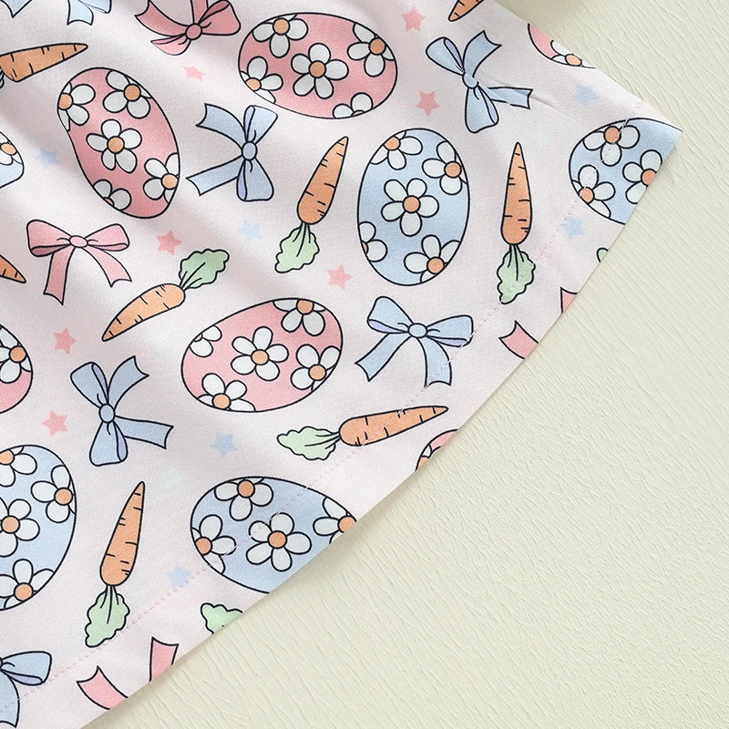 Lioraitiin Toddler Girls Dress Rabbit/Easter Eggs Print Fly Sleeve