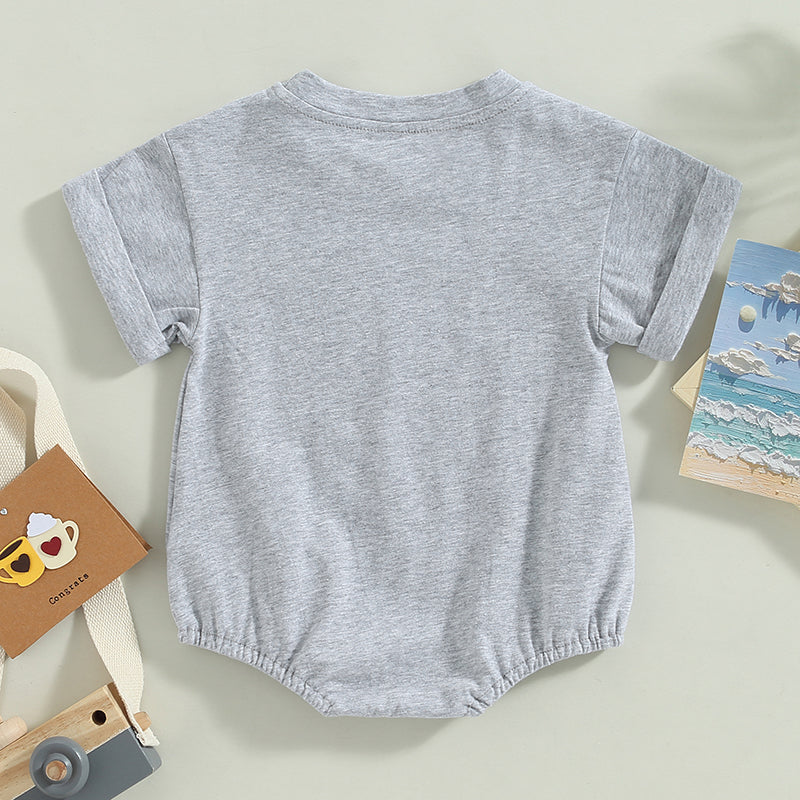 Lioraitiin 0-24M Baby Boys Girls Rompers Solid Short Sleeve O-neck