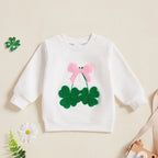 Toddler Baby Girl Irish Sweatshirt Bow Clover Embroidery Long Sleeve