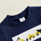 Lioraitiin Toddler Baby Boy Shorts Set Tractor Embroidery Short