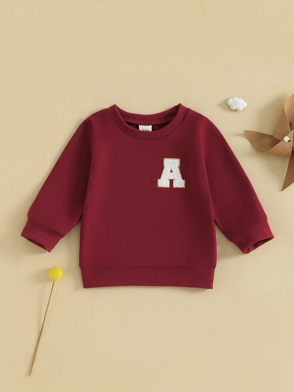Toddler Baby Girl Boys Sweatshirt Letter Embroidery Round Neck Long