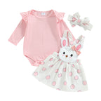 Lioraitiin 0-18M Baby Girl Pink Bunny Outfit Long Sleeve Romper