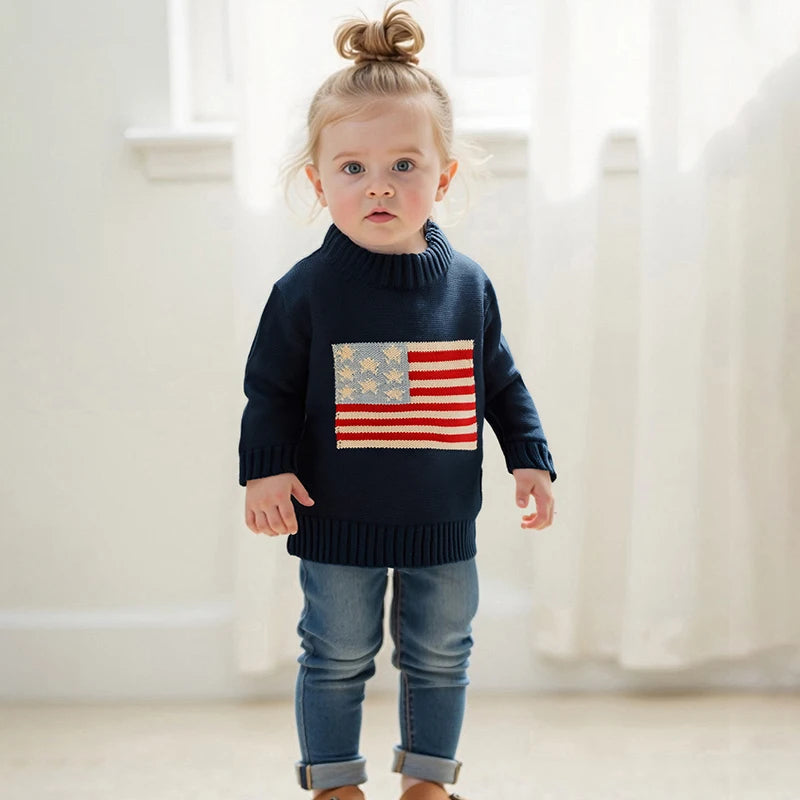 Lioraitiin Kids Baby Girls Boys 4th of July Sweater US Flag Pattern