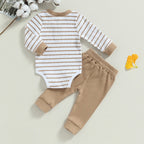 Lioraitiin 0-24M Infant Baby Boy 2Pcs Outfits Long Sleeve Striped
