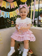 Lioraitiin Baby Girl 1st Birthday Outfit Cute Short Sleeve Letters