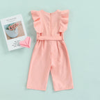 Lioraitiin 1-6Years Toddler Baby Girl Romper Off Shoulder Solid Pink