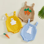Lioraitiin Newborn Baby Boys Girls Easter Romper Sleeveless Fuzzy