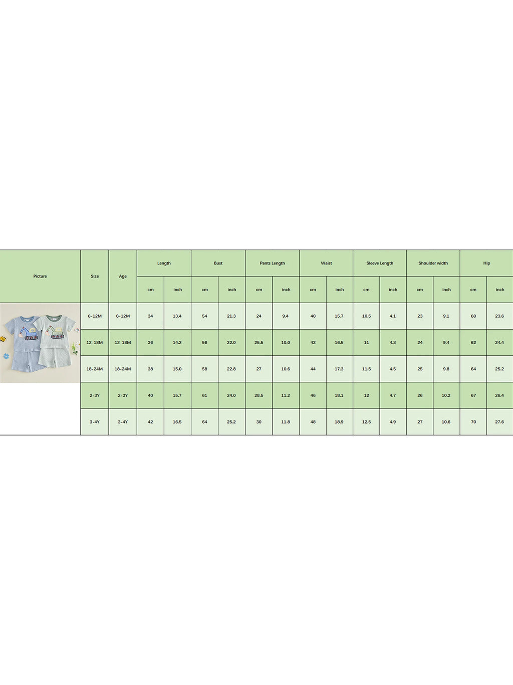 Toddler Baby Boy Outfit Excavator Embroidered Striped Short Sleeve