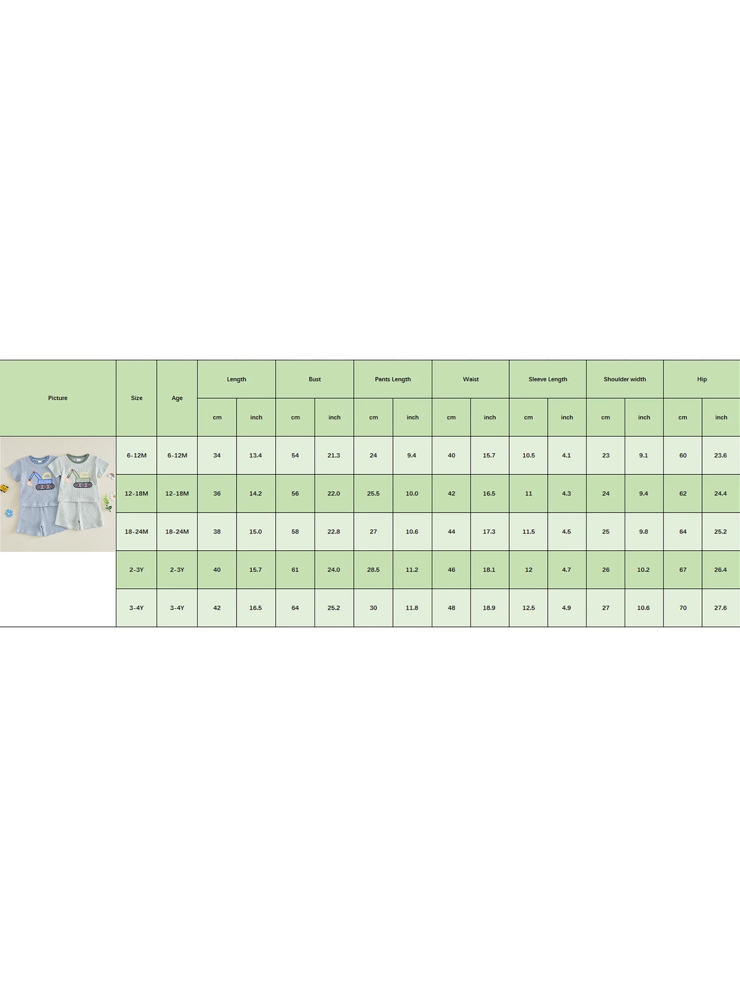 Toddler Baby Boy Outfit Excavator Embroidered Striped Short Sleeve