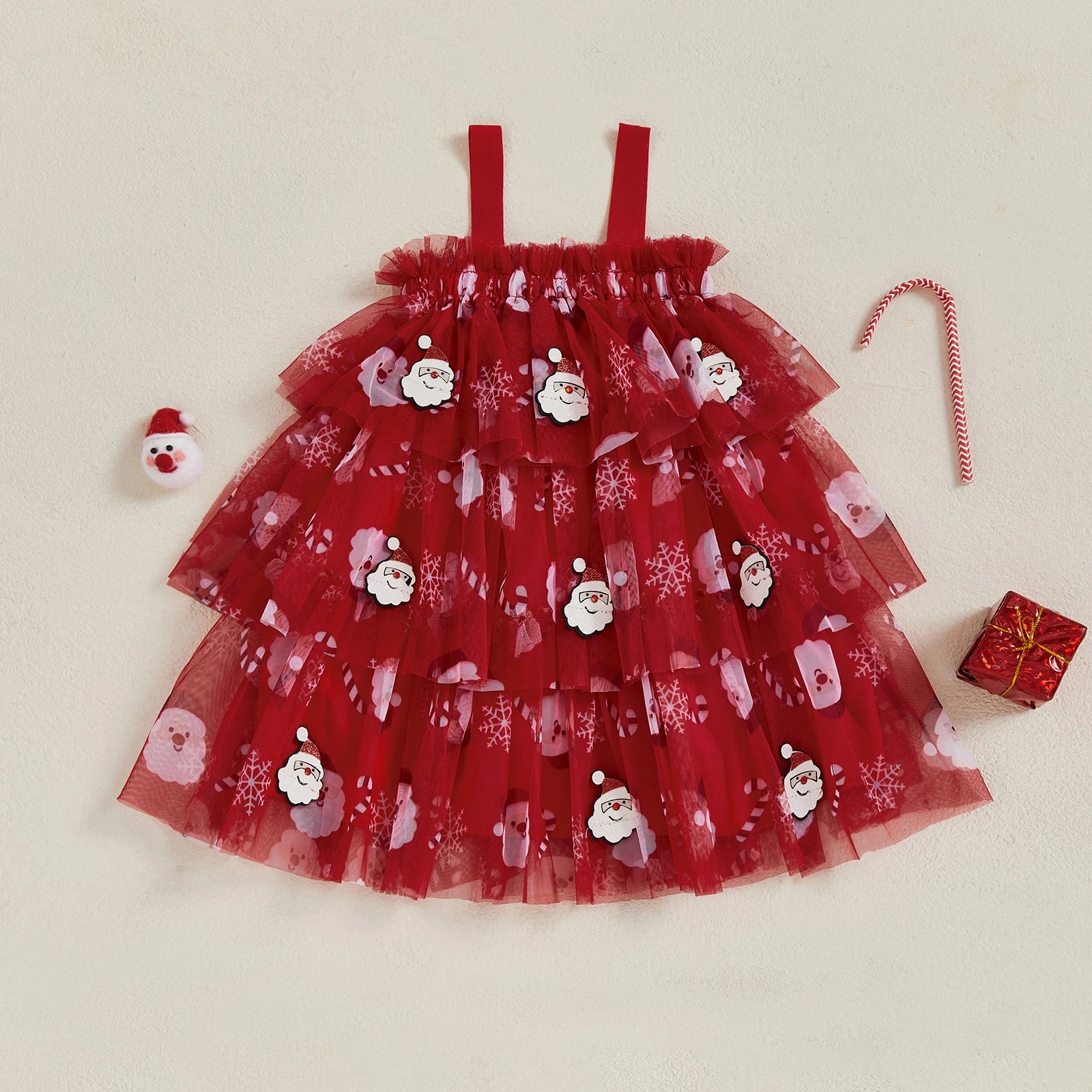 Lioraitiin Toddler Baby Girl Christmas Dress Santa Claus Print