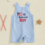 Lioraitiin Baby Boy 4th of July Romper Star Letter Striped Sleeveless