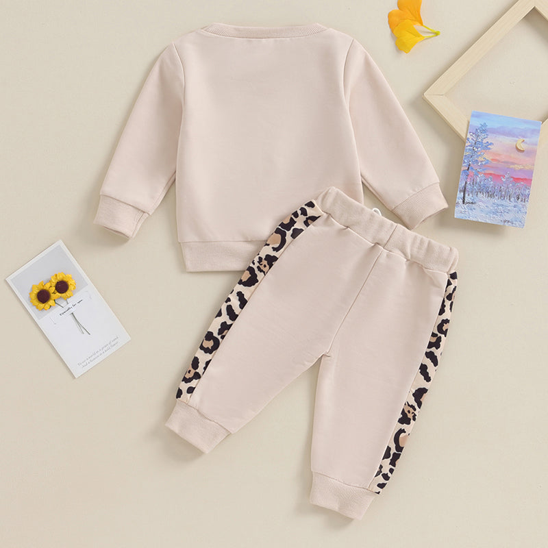 Lioraitiin 0-3Y Newborn Baby Girls Set Letter & Leopard Print Long