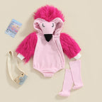 Lioraitiin 0-24M Newborn Baby Girl Flamingo Costume Fuzzy Long Sleeve