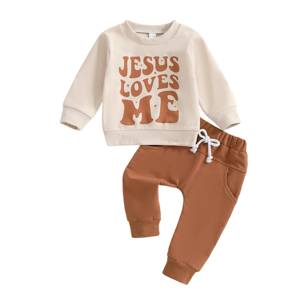 Lioraitiin Toddler Baby Boy Outfit Letter Print Long Sleeve