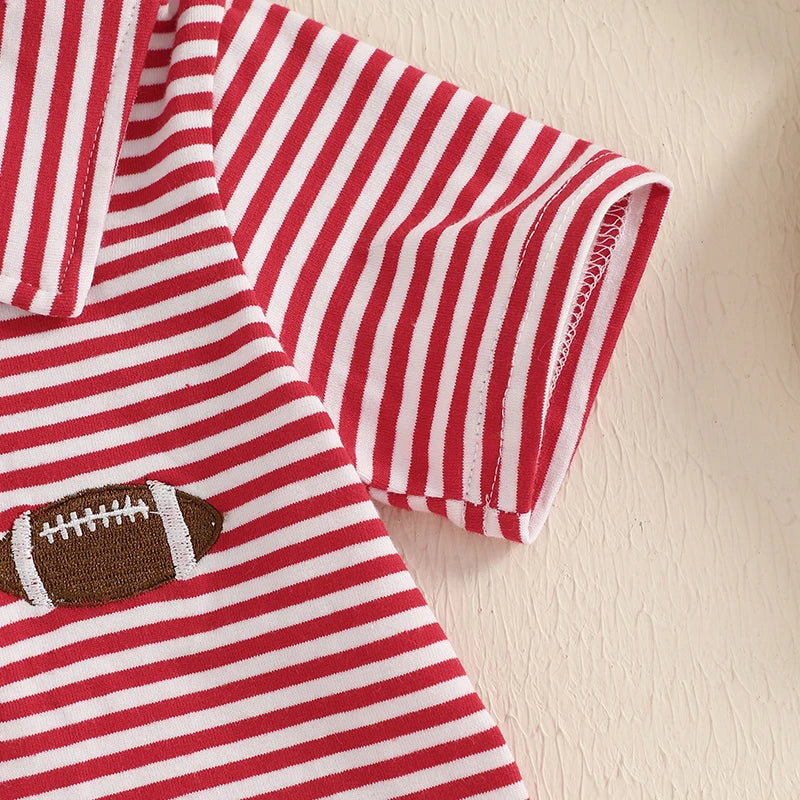 Lioraitiin Toddler Baby Boy Short Sleeve Football Embroidery T-Shirt