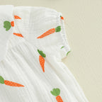 Lioraitiin Baby Girls Rompers Easter Carrot Print Doll Collar Short