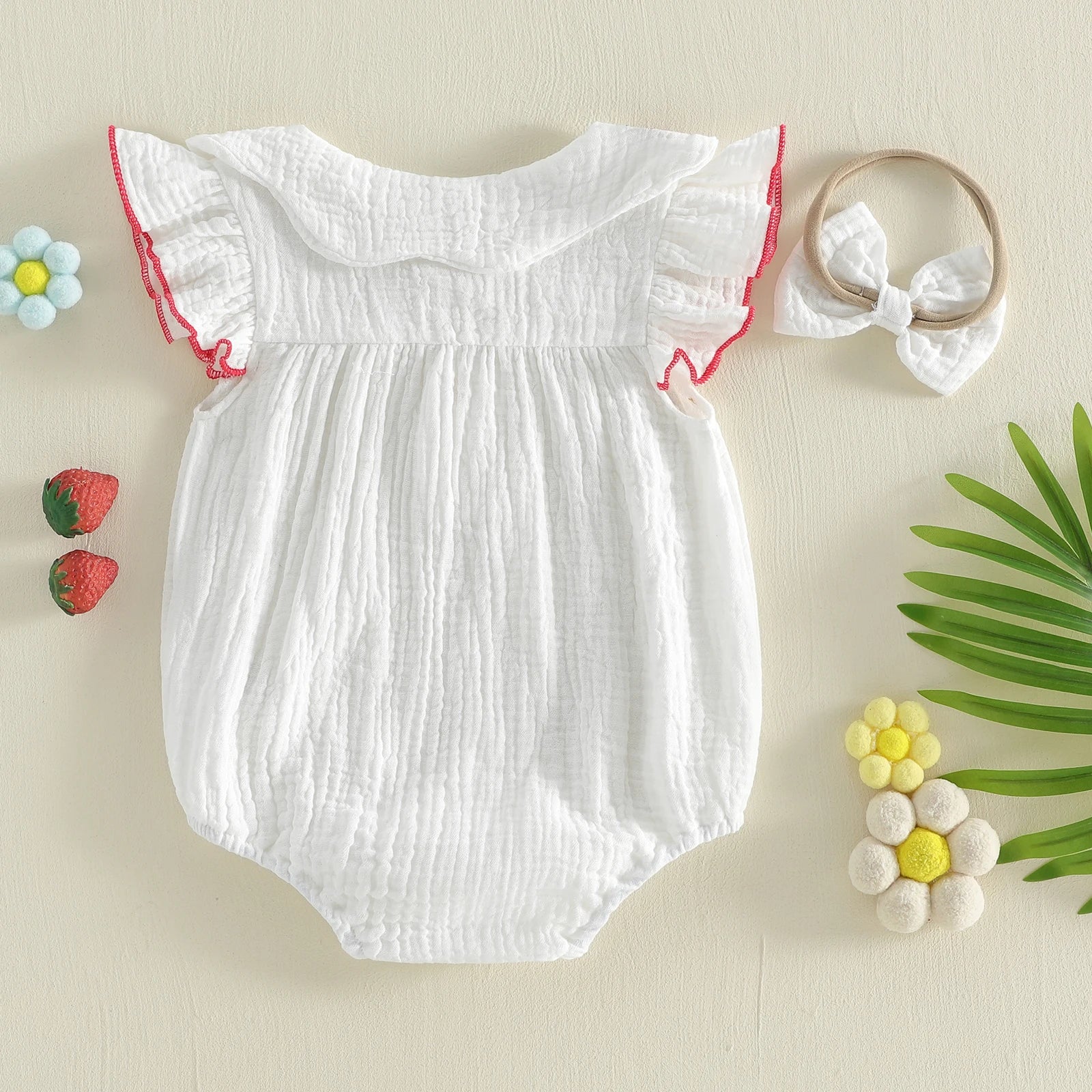 Baby Girls 2 Piece Outfits Adorable Strawberry Embroidery Flying