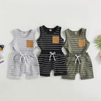 Lioraitiin 0-4Years Kids Baby Boy 2Pcs Outfits Striped Sleeveless