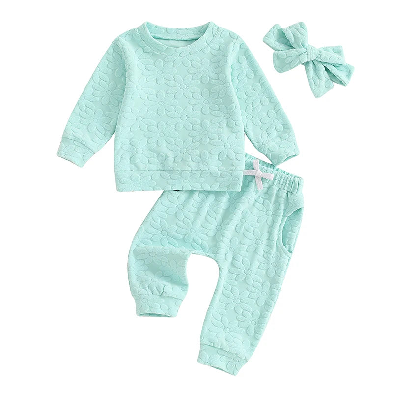 Lioraitiin Toddler Girl Outfit Daisy Embroidery Long Sleeve